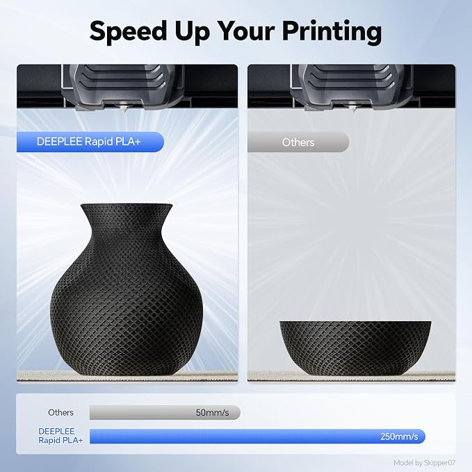 Rapid PLA Plus Filament 1.75mm, High Speed 3D Printer Filament Up to 600mm/s, PLA+ Filament Dimensional Accuracy +/- 0.02 mm Fits Most FDM 3D Printer, Cardboard Spool Yellow 1kg
