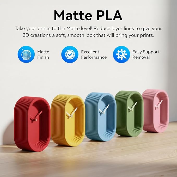 JAYO Matte PLA 3D Printer Filament 1.75mm Blue 1.1kg Spool | Matte Surface, Conceals Layer Lines, Easy Support Removal, +/- 0.02 mm, Fit Most FDM Printers