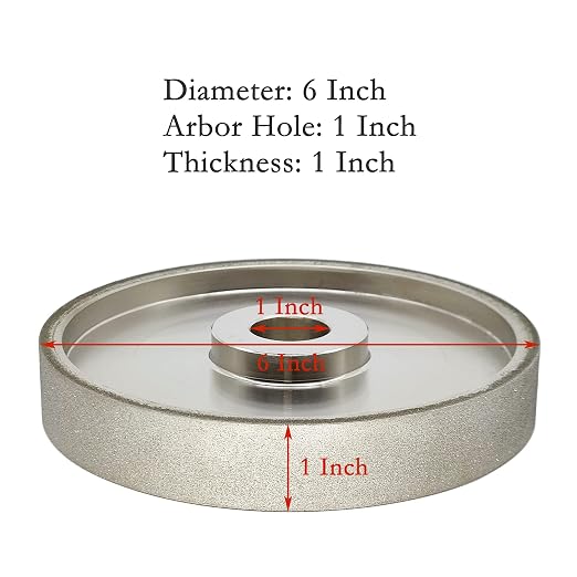 CBN Grinding Wheel 6" Dia x 1" Wide, 1 inch Arbor, Sharpen High Speed Steel Cutting Tools, Grit #180