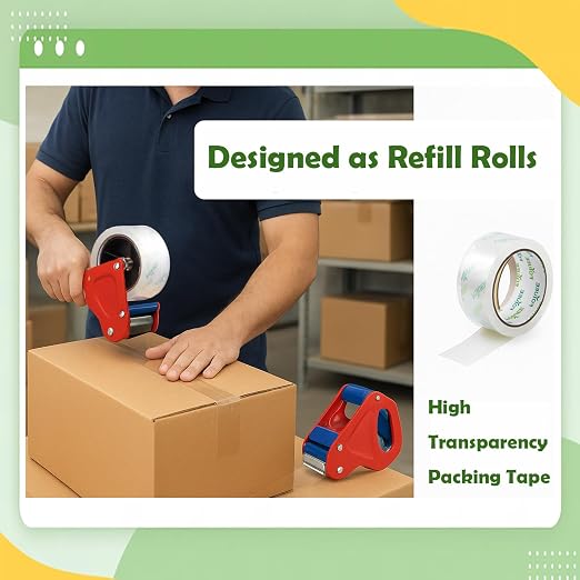 Strong Adhesive Packaging Tape(24 Rolls) for Shipping, Moving and Storage. Clear Packing Tape, Water Base, Crystal Clear, Low Odor, 1.88" Wide, 60 Yards Per Roll, Total 1440 Yards