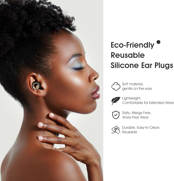 45dB Ear Plugs for Sleeping Noise Cancelling, Soft Earplugs for Concert, Reusable Ear Plugs for Noise Reduction with 8 Ear Tips, Silicone Hearing Protection for Work, Travel(Midnight Gray)
