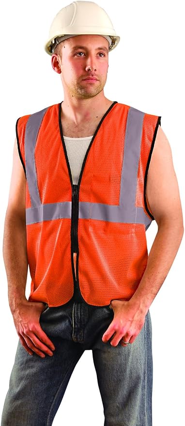 OccuNomix ANSI/ISEA 107-2020 Class 2 Type R Mesh Surveyor Vest - Reflective Safety Vest with Pockets, Dual Sizes (S/M-4X/5X)