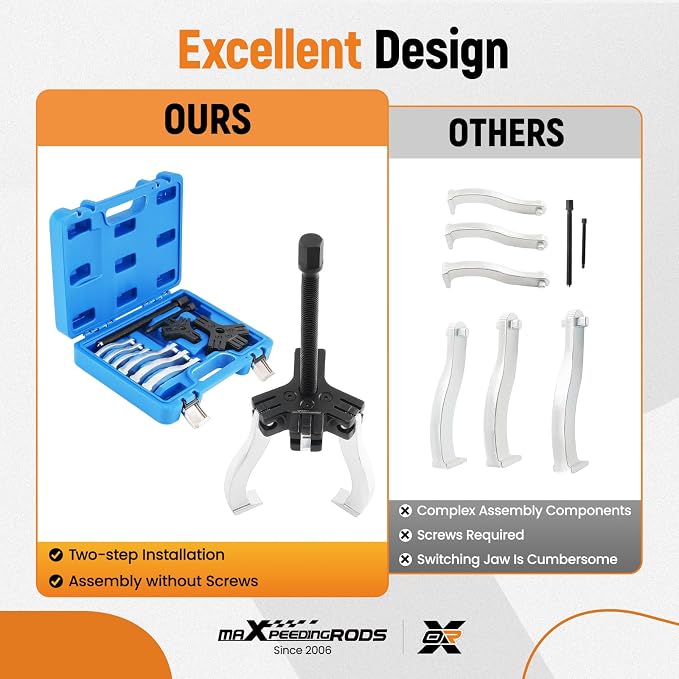 maXPeedingrods 2 or 3 Jaw Gear Puller Set, 3" and 7" Pulley Puller Tool, 2 Pcs External and Internal Ratcheting Puller Set