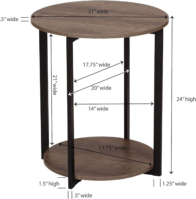 Household Essentials Wooden Side End Table with Storage Shelf | Ashwood