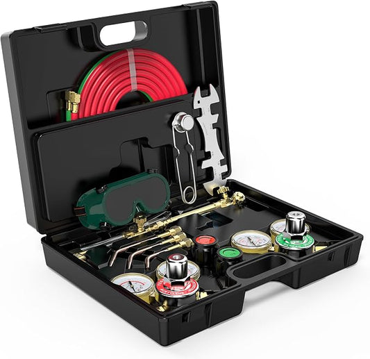 YESWELDER Oxygen & Acetylene Torch Kit, Welding Cutting Torch Kit, Gas Cutting Torch with Regulator Nozzles Hose Goggles