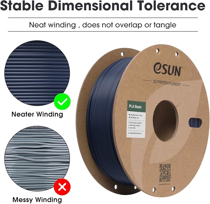 eSUN PLA Basic Filament 1.75mm, 3D Printer Filament High Speed PLA for Fast Printing, 1KG Spool (2.2 LBS) 3D Printing Filament for High Speed 3D Printers, Dark Blue