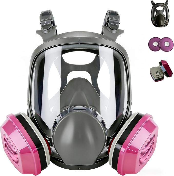 Full Face Respirator Mask, Reusable Dust Mask With Filters, Suitable For Spray Painting, Chemical Operations, Construction Work, And Similar Scenarios.