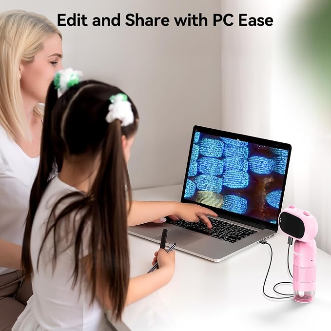 TOMLOV P30 Kids Microscope with 2" LCD Screen & 1000X Zoom, Portable Digital Magnifying Glasses for Science Exploration, Includes 16GB SD Card & Slides, for Boys Girls Ages 5-12