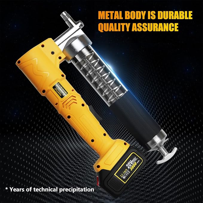 Grease Gun Kit 20V MAX with Battery and Charger Cordless Grease Gun, 12000 PSI Electric Grease Gun with Quick Release Coupler, 39” Hose, Extension Rigid Pipe for Tractors, Trailers, Mechanical