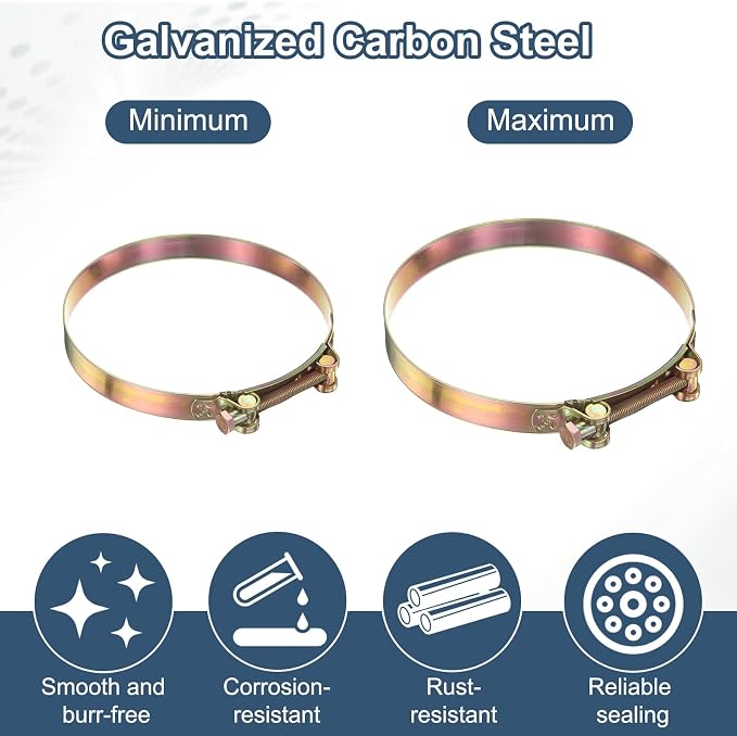 HARFINGTON 3pcs T-Bolt Hose Clamp 20-22mm (0.79-0.87") Galvanized Carbon Steel Adjustable Intake Radiator Pipe Clamps for Automotive Plumbing Industrial Pipes