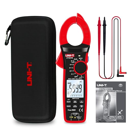 UNI-T Digital Clamp Meter UT207B Inrush Current AC/DC 1000A True RMS HVAC Volt Amp Ohm Meter Clamp On Multimeter Auto Ranging 6000 Counts, Frequency AC DC Voltage LPF ACV Capacitance Duty Cycle Tester