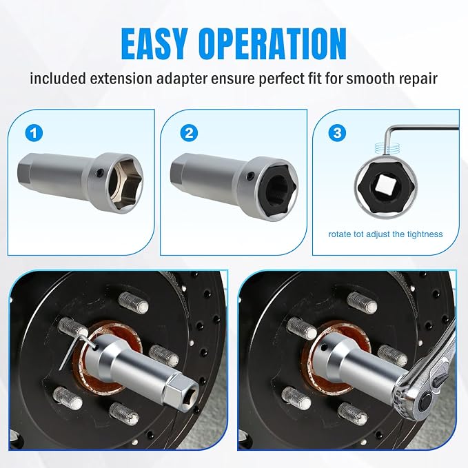 Nilight 10PCS Axle Spindle Thread Set Wheel Stud Rethreading Chaser Repair Tool Kit with Case 8 Metric UNF Dies 1-1/16" Extension Bar M20 M22 M24 13/16" 3/4" UNEF Nuts Automotive Tools for Mechanics