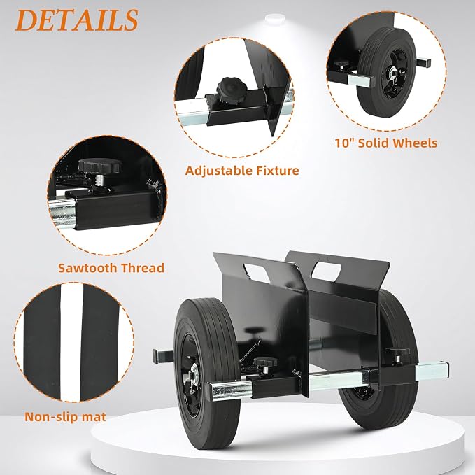 AIWFL Panel Dolly Heavy Duty Door Cart 1100LBS Capacity Adjustable Drywall Mover with 10" Solid Wheels Panel Cart for Drywall Sheet Material Handling All Terrain Slab Dolly Black