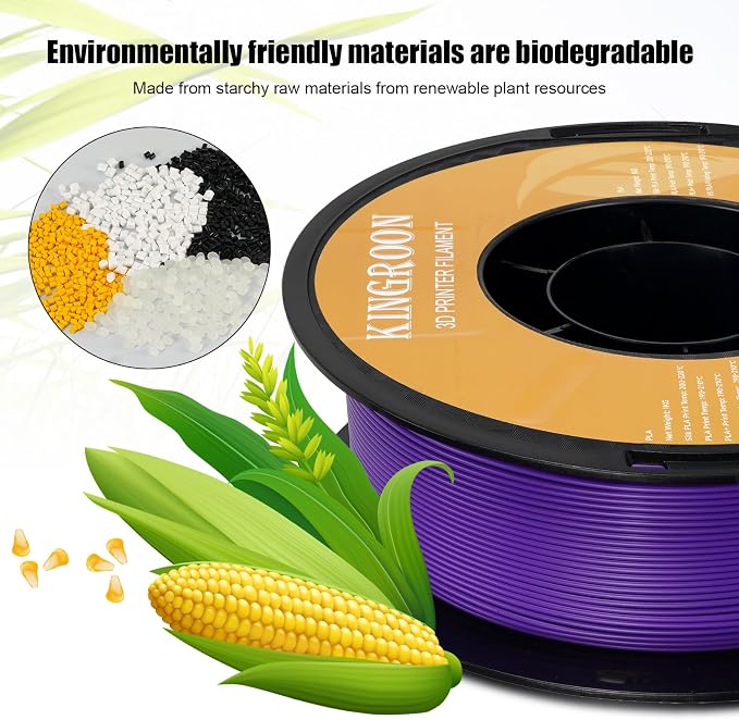 Kingroon High Speed PLA 3D Printer Filament 1.75mm, 3D Printer Rapid Filament for 30-600mm/s Hyper Printing Filament, Dimensional Accuracy +/- 0.03 mm, 1kg Plastic Spool(2.2lbs) (Purple)