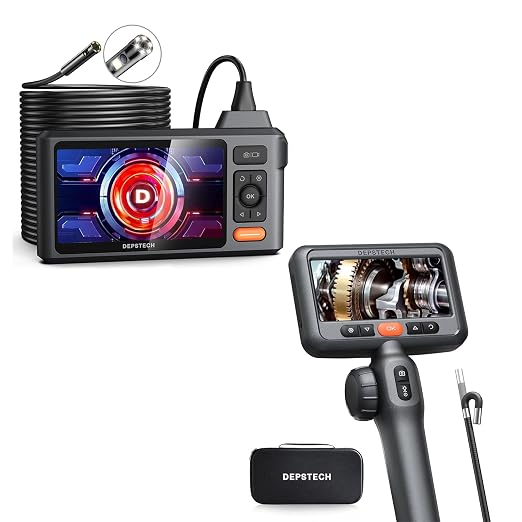 DEPSTECH DS650 210° Two-Way Articulating Borescope Tool, Industrial Endoscope Camera with Lights, 0.24in Slim Probe, DS520 50FT Sewer Inspection Camera,DEPSTECH 1080P Dual Lens Endoscope