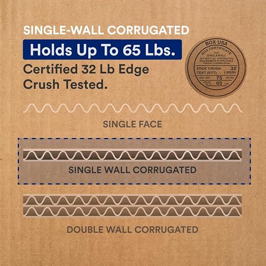BOX USA Moving Boxes Medium 18"L x 15"W x 15"H 10-Pack - Multi-Depth Corrugated Cardboard Box for Shipping, Mailing, Packing, Packaging and Storage