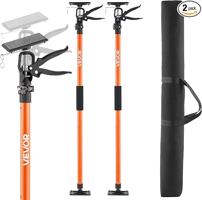 VEVOR Cabinet Jack Support Pole, 2-Pack, 45.7-114.2 Inch Steel Telescopic Quick Support Rod, Adjustable 3rd Hand System up to 154 lbs Capacity for Installing Cabinets, Lifting Drywall, Cargo Bars