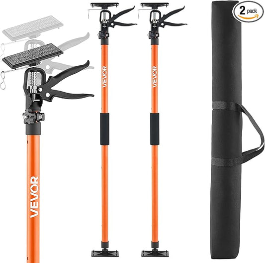 VEVOR Cabinet Jack Support Pole, 2-Pack, 45.7-114.2 Inch Steel Telescopic Quick Support Rod, Adjustable 3rd Hand System up to 154 lbs Capacity for Installing Cabinets, Lifting Drywall, Cargo Bars