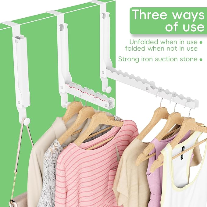 2 Pack Over The Door Hooks, Extended Over The Door Clothes Hanger with 11 Ridges,Space-Saving Over The Door Rack Door Hooks for Hanging Clothes,Larger Capacity Over The Door Hanger,Upgraded version.