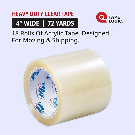 Tape Logic Packing Tape (18-Rolls), 4" x 72 yd 2.0 Mil - Acrylic Strong Everyday Use Packaging Tape Refill for Shipping, Moving, Order Fulfillment