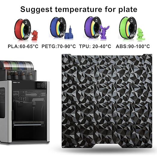 355x346mm H2D Build Plate for Bambu Lab H2D/H2S,Double Sided PEO PET Flexible Removable Spring Steel Heated Printing Bed Platform,Removable Heated Bed for H2D Combo/H2S(Carbon Fiber+Diamond)
