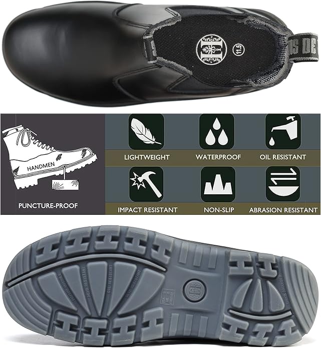 Work Boots for Men, Composite/Soft Toe Waterproof Working Boots, Slip Resistant Anti-Static Slip-on Safety Working Shoes 8 9 10 11 12 13