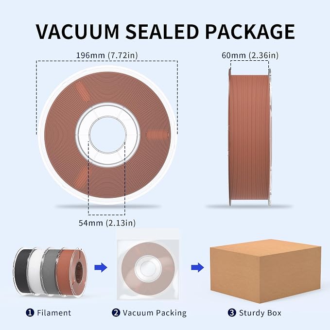 RAMBERY Matte PLA 3D Printer Filament Bundle 4KG, Matte Smooth Finish PLA Filament 1.75mm, Individually Vacuum Packed, 1kg(2.2lb) X4PCS, Black/White/Cement Gray/Cocoa Brown