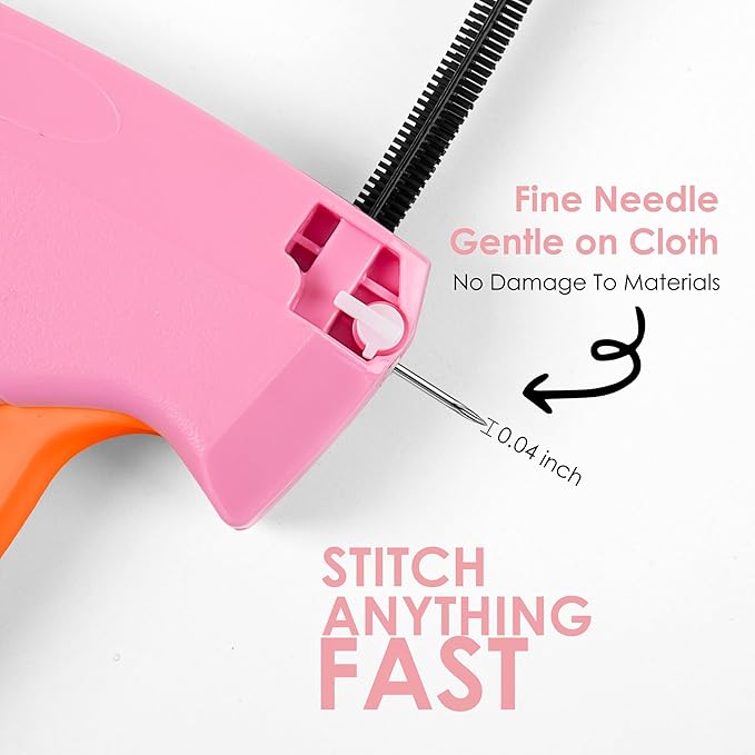 Stitch Gun for Clothes - Handheld Stitch Gun Quick Clothing Fixer - Tagging Gun - Includes 6 Needle, 1000 Black Fasteners & 1000 White Fasteners