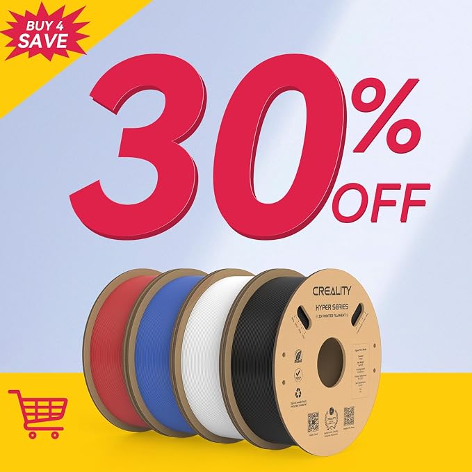 Creality Hyper PLA Filament Bundle 4KG, Up to 600mm/s High Speed 3D Printer Filament PLA, No-Tangling Stronger Toughness Fit Most 3D Printers