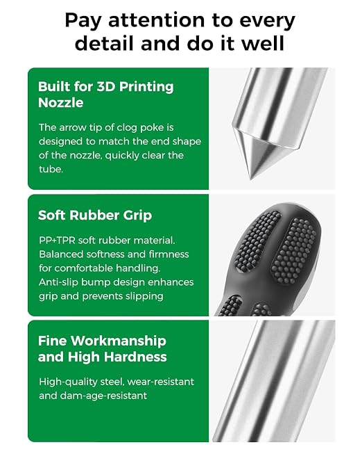 Creality Official Clog Poke, 3D Printer Nozzle Cleaning Kit Φ1.5mm L210mm Extruder Nozzle Cleaning Kit Must-Have 3D Printing Tool Kit for All FDM 3D Printers and 1.75mm ID Nozzle
