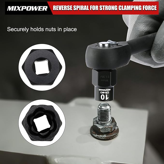 MIXPOWER 46-Piece Impact Bolt Extractor Socket Set,Bolt & Nut Remover Socket Tool Kit, Stripped Bolt Extractor for Damaged Screws and Bolts