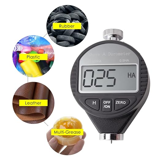 Rubber Hardness Tester, Shore Type A Hardness Tester Digital Durometer 0~100HA Portable Surface Hardness Tester with Large LCD Display for Tire, Plastic, Leather, Wax