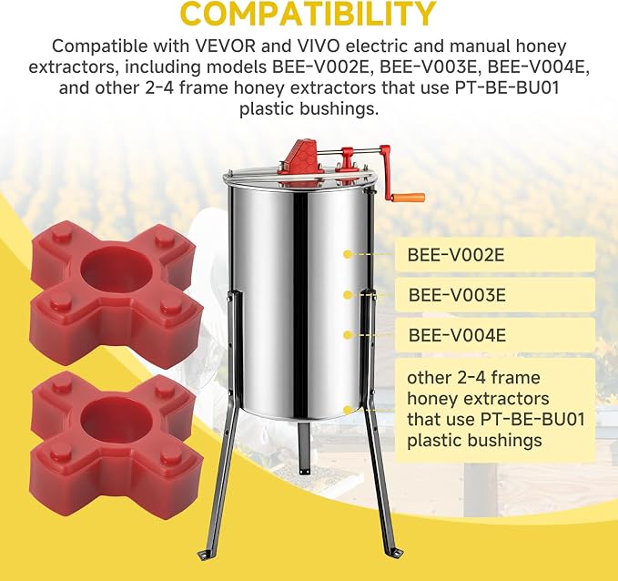 (6-Pack PT-BE-BU01 Honey Extractor Plastic Bushing Connector for 2-4 Frame Electric Honey Extractor Replacement Parts
