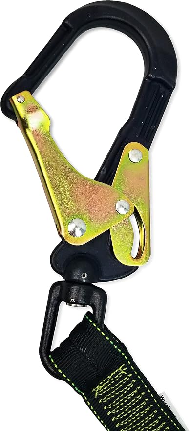 Frontline LIS62RA Elastic Double Leg 6' Lanyard with Aluminum Rebar Hooks | Twin Lanyard 1 Snap Hook and 2 Rebar Hook Ends | ANSI & OSHA Compliant Fall Protection | 6000 lbs. Min. Breaking Strength