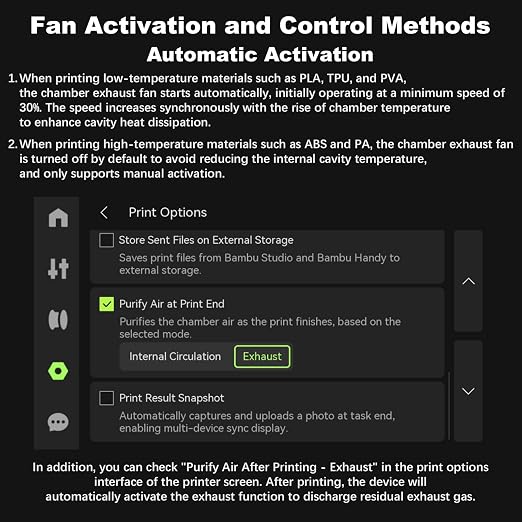 Original Bamboo P2S External Exhaust Fan Kit for Bambu Lab P2S 3D Printer, Active Airflow Exhaust Ventilation Upgrade - Reduce VOC & Fumes, Improve Filtration & Print Environment