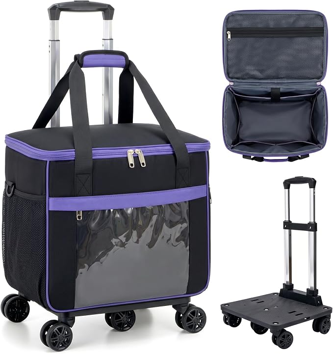 Amythe 5-Wheel Rolling Tote Bag for 15.6 in Laptop | Rolling tote for teachers, nurses & crafters; Spacious compartment fits 15.6 inch laptop; Smooth 5-wheel rolling design
