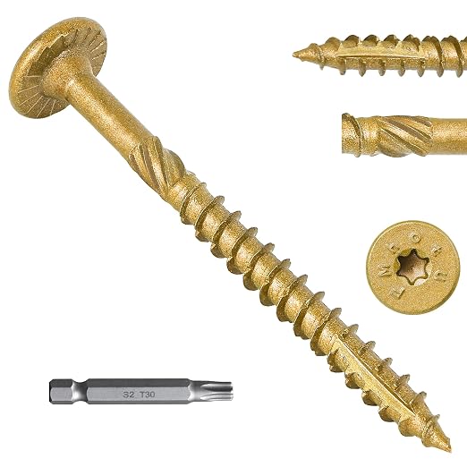 2-7/8 Inch Heavy-Duty Outdoor Deck Screws, 300Pcs Star Drive Decking Wood Screws, Rust Resistant Timber Screws for Timber/Log/Landscaping Wood (#14 x 2-7/8 Tan)