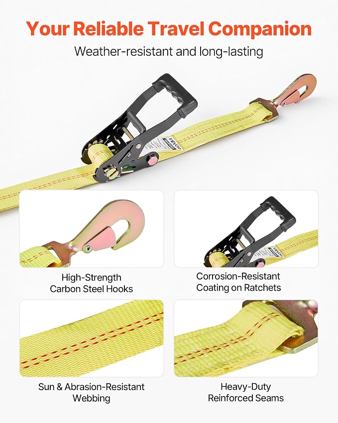 VEVOR Wheel Chock Tie-Down Kit, Axle Type Trailer Tie Down Strap, Car Tie Down Kit with Break Strength 10009 lbs, Working Load 3333 lbs, Trailer Ratchet Strap for ATV, UTV, & Heavy-Duty Pickup Trucks