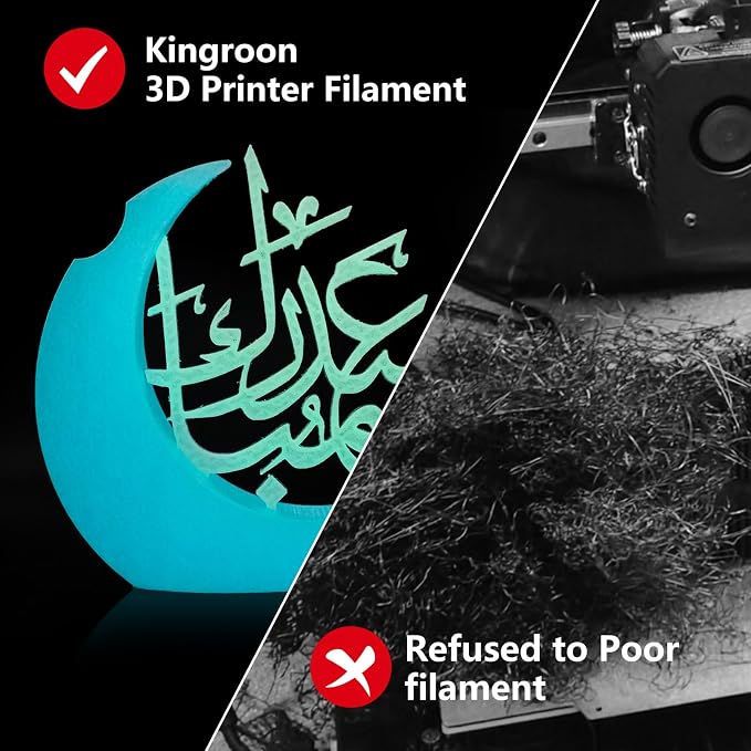 Kingroon Glow in Dark 1.75mm PLA Filament, Fit Most FDM 3D Printers, Dimensional Accuracy +/- 0.03 mm, 1kg Spool(2.2lbs), Luminous PLA 3D Printer Filament - Sky Blue