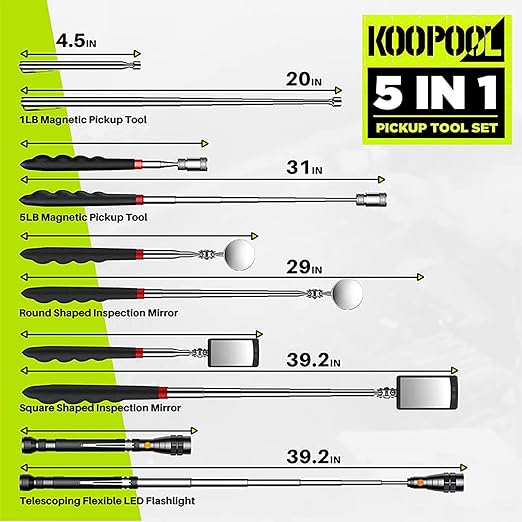 Telescoping Magnetic Pickup Tool Set, Inspection Mirror Telescoping, LED Flashlight, Cool Gadgets for Men, Stocking Stuffers, Gifts for Dad, Husband, Kids, Boyfriend, Magnet Stick (Camo)