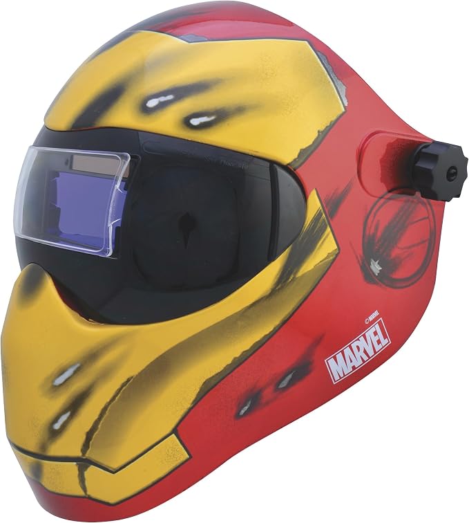 Save Phace Auto Darkening Welding Helmet Ironman EFP I Series - Ear to Ear vision Welder Hood Grinding Mask with External 2 x 4 Inch Adjustable ADF for SMAC/MIG/TIG/SPOT - 2 Sensors Solar Powered