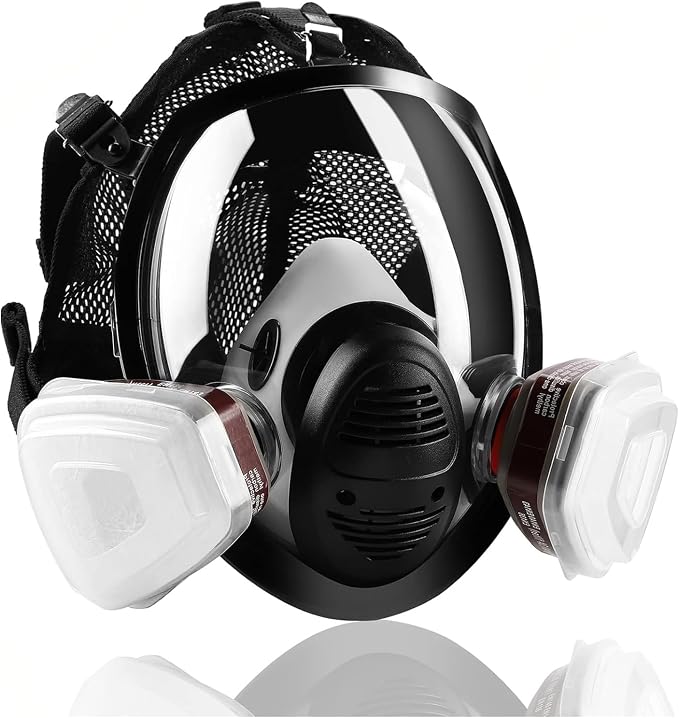 Reusable Full Face Respirator Mask for Chemicals,Spray Painting,Sanding,Epoxy Resin,Industrial,Paint,Grinding work.