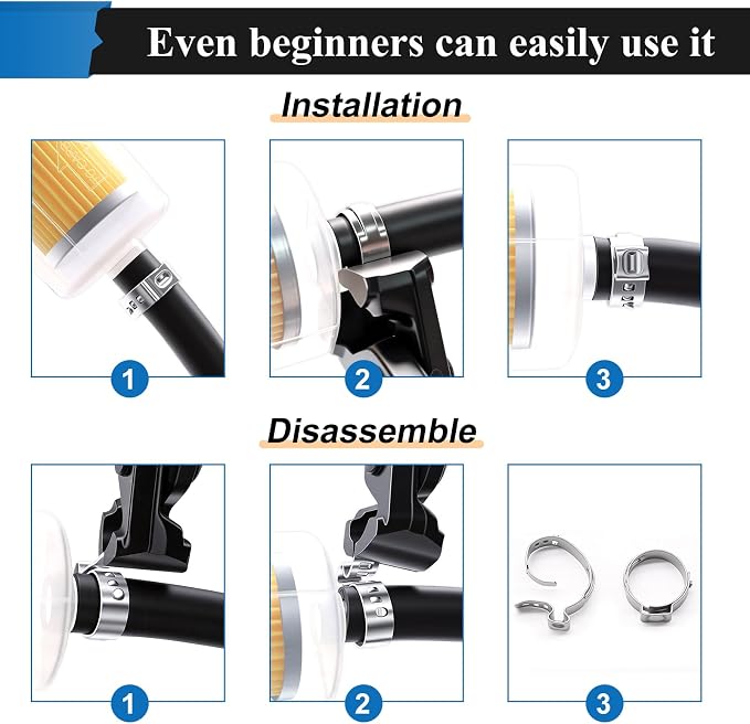 405Pcs 15 Sizes Single Ear Hose Clamp, 5.3-36.1mm 304 Stainless Steel Ear Hose Clamp Kit with Ear Clamp Pincer for Automotive, Plumbing, Fuel Line