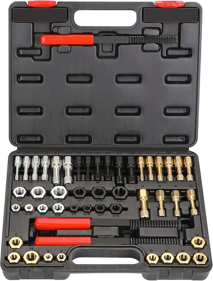 Hromee 49-Piece Thread Chaser Set, UNC UNF & Metric Thread Restorer Tool, Thread Cleaner Rethreading Master Kit