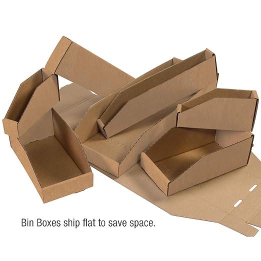 BOX USA BBINBWZ618K Open Top Bin Boxes, 6" x 18" x 4 1/2", Kraft (Pack of 50)