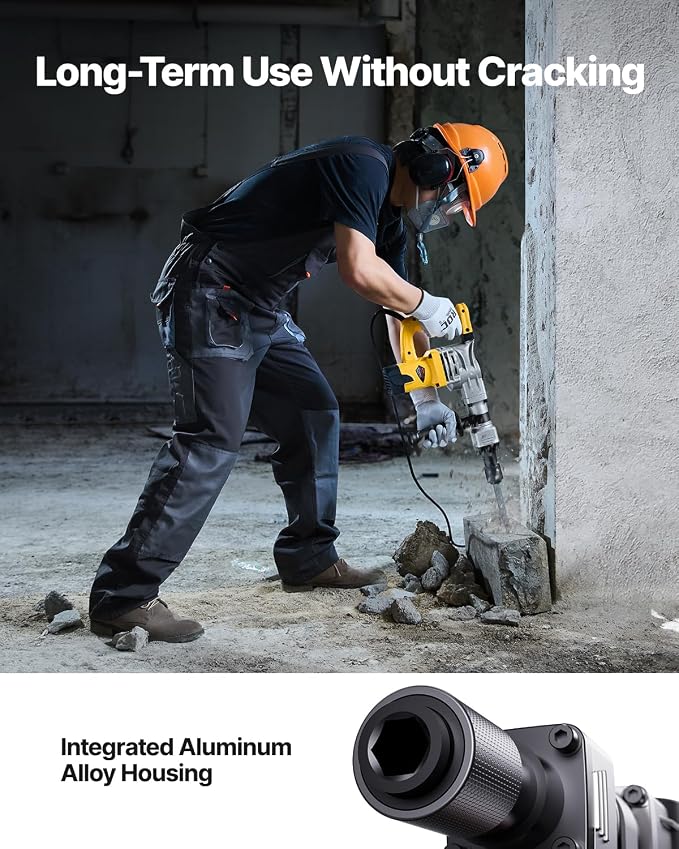 VEVOR Demolition Jack Hammer, 1400W Electric Jackhammer Heavy Duty, 2900 BPM Jack Hammer Concrete Breaker, with 1 Point Chisel, 1 Flat Chisel, Storage Case, Gloves and Goggles, for Demolition