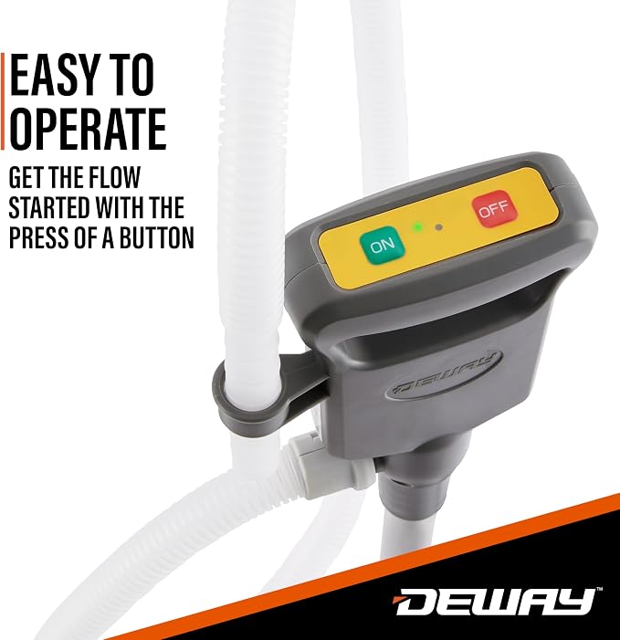 Deway Automatic Fuel Transfer Pump, Powerful AA Battery Powered with USB-C Power Option, 51" Extra Long Hose Fits All Size Cans, Portable Liquid Pump Transfers at 3.8 Gal/Minute