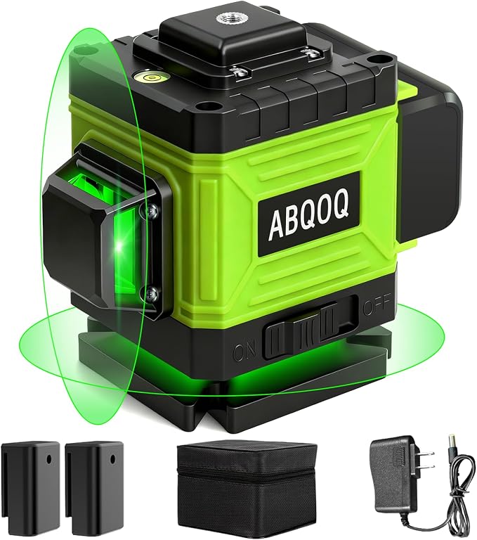 Laser Level - Laser Level 360 Self Leveling, 2D Lazer Leveler Tool Green Cross Line Laser Level for Picture Hanging, Ground Leveling, Measuring, Construction