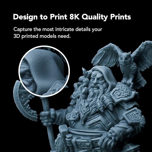 phrozen Aqua Gray 8K 3D Printing Resin, Ultra-High Detail Display Resin for Miniatures, Busts & Models, Optimized for 8K LCD Resin Printers, 405nm, 1KG