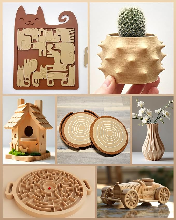 SUNLU Real Wood Fiber PLA Filament, Neatly Wound 1.75mm Dimensional Accuracy +/- 0.03mm, Fit Most FDM 3D Printers, 1kg Spool (2.2lbs), Woody Scent Maple Wood Fiber PLA